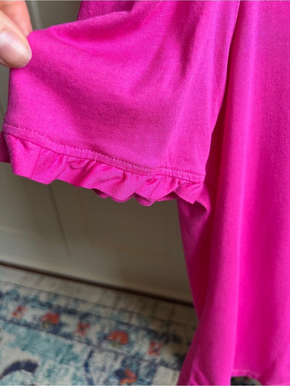 Boden Hot Pink Ruffle Supersoft Frill Cotton-Modal Blend Top women’s 12 - Picture 5 of 7